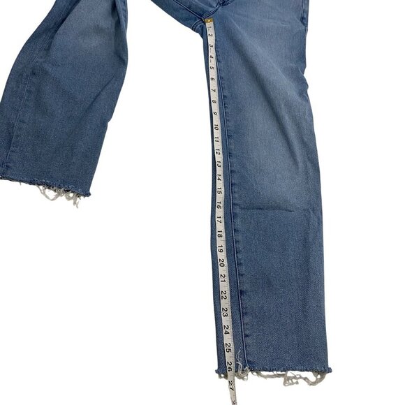 Good American Good Legs straight mid rise frayed hem & waist Sz 6 / 28 stretch - Picture 13 of 13